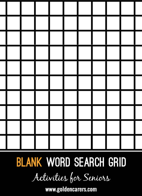 Blank Word Search Grid for Residents