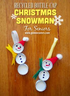 Recycled Beer Cap Christmas Snowmen 