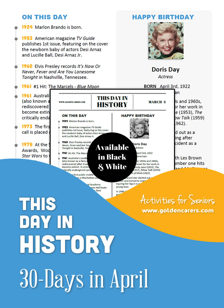 This Day in History for Seniors: April