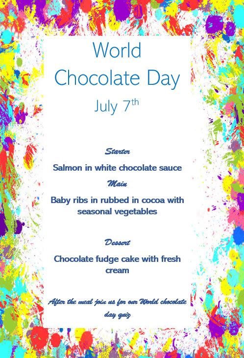 World Chocolate Day Menu