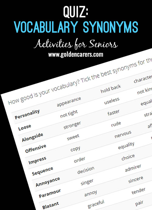 Vocabulary Synonyms Quiz