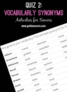 Vocabulary Synonyms Quiz #2