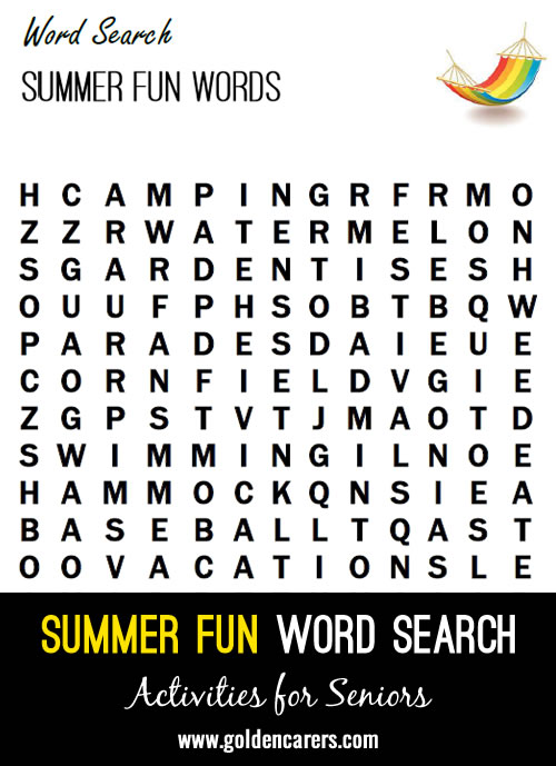 Summer Fun Words Word Search