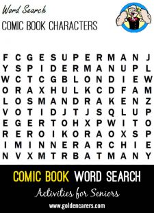 Comic Book Characters Word Search