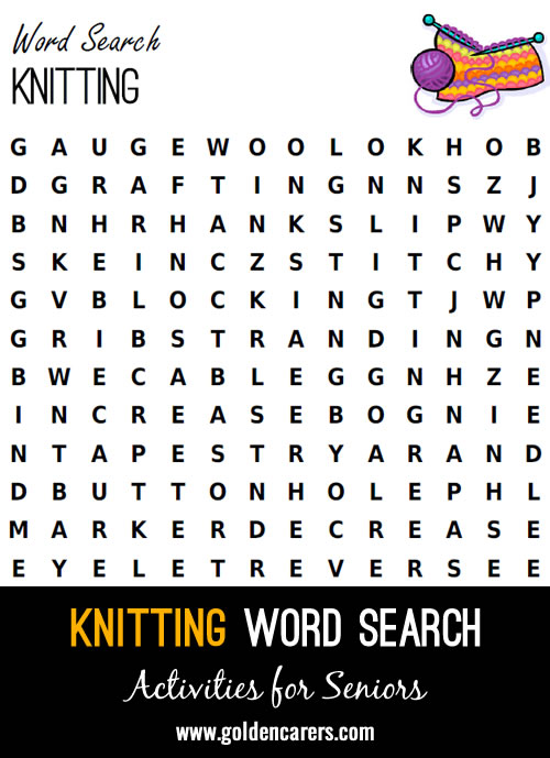 Knitting Word Search