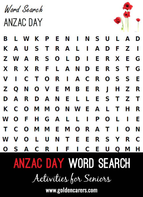 ANZAC Day Word Search