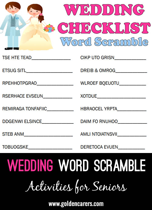 Wedding Word Scramble