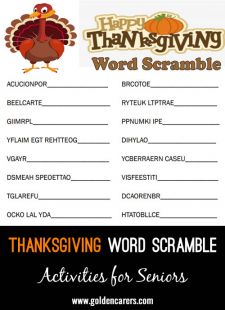 Thanksgiving Word Scramble