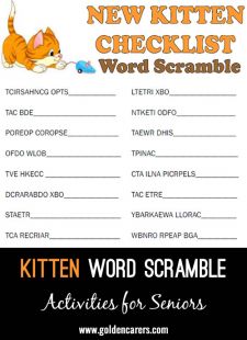 New Kitten Word Scramble