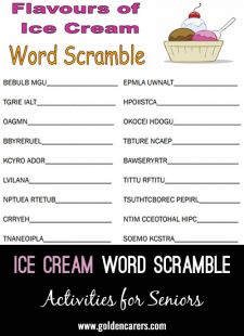 Ice Cream Word Scramble