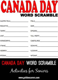 Canada Day Word Scramble