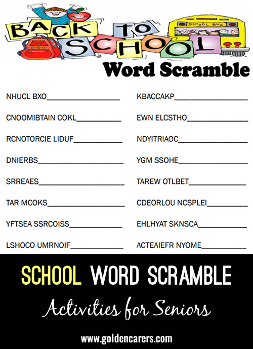 Back to School Word Scramble