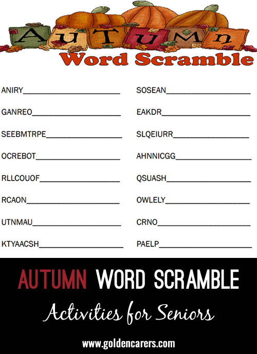 Autumn Word Scramble #2