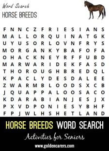 Horse Breeds Word Search