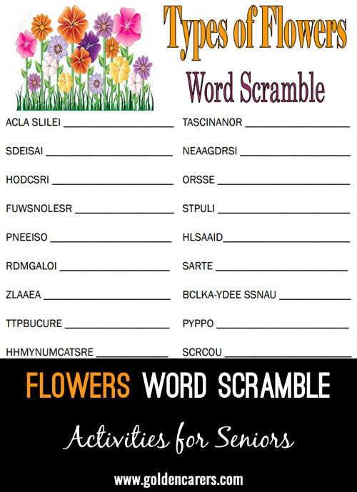 Types of Flowers Word Scramble