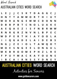 Australian Cities Word Search