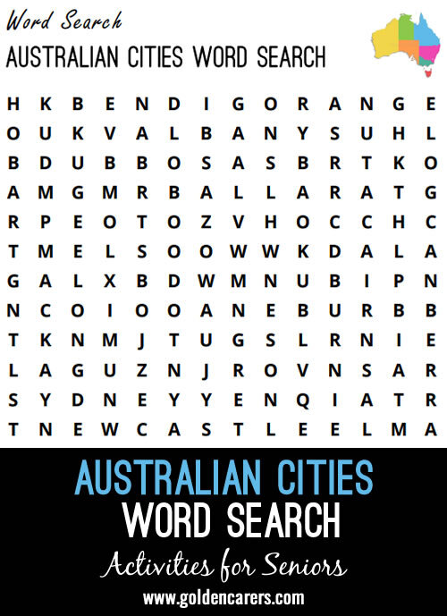 Australian Cities Word Search