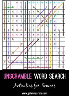 Unscramble Word Search - Shopping List