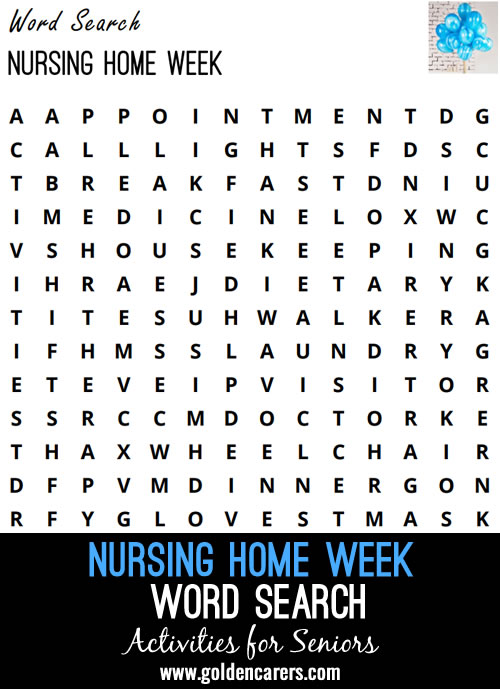 Nursing Home Week Word Search