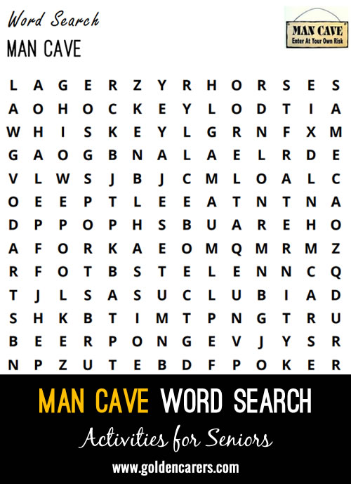 Man Cave Word Search