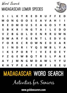 Madagascar Word Search - Lemur Species