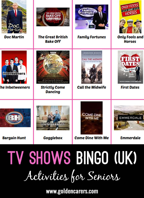 TV Show Bingo - UK Edition