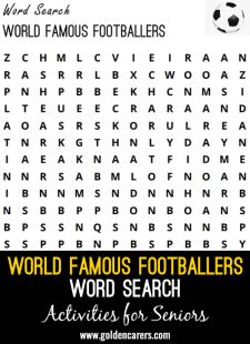 World Famous Footballers Word Search