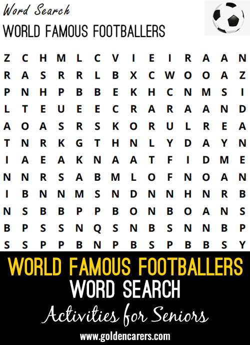 World Famous Footballers Word Search