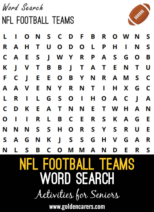 NFL Football Teams Word Search