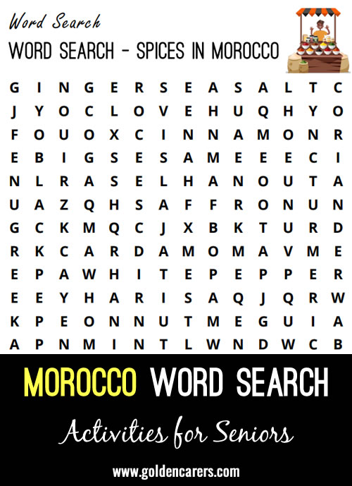 Word Search - Spices in Morocco