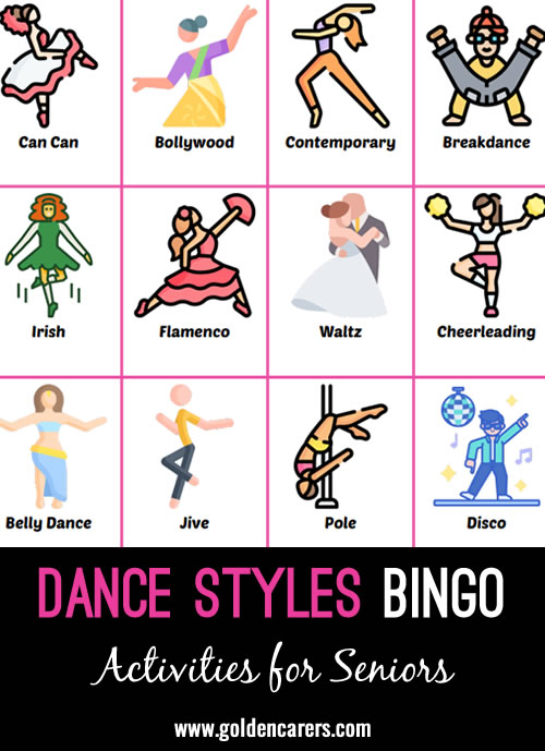 Dance Styles Bingo