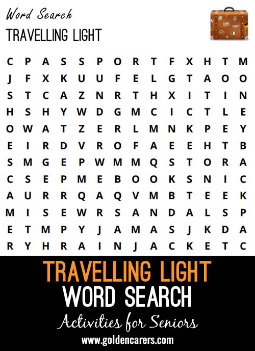 Travelling Light Word Search