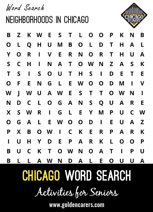 Neighborhoods of Chicago Word Search